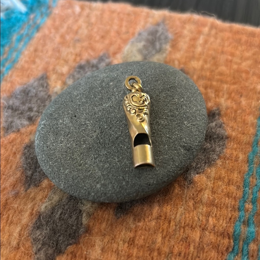13K Gold Whistle Charm Pendant